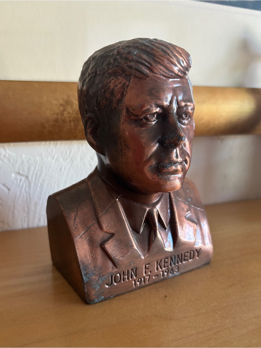 Vintage Coin Bank John F. Kennedy Bust Copper Finish - Collectible Coventry CONN - Picture 4 of 10